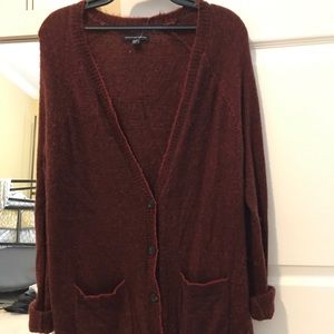 American Eagle oversized maroon cardigan